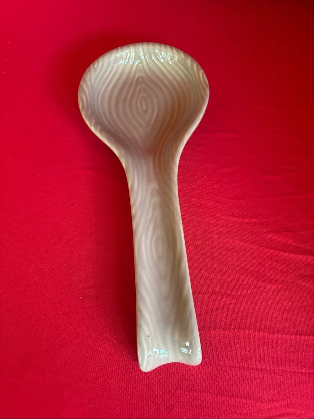 Temp-Tations Beige Ceramic Spoon Rest with Subtle Wave Texture